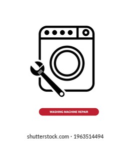 Vector image. Icon of a broken washing machine.