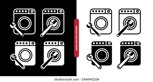 Vector image. Icon of a broken washing machine.