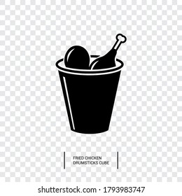 Vector image. Icon of a bucket with chicken drumsticks. Fast food image.