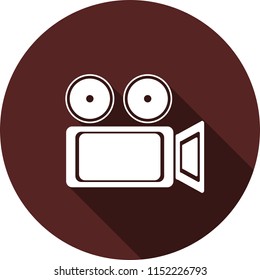 Vector image. Icon cameras on round maroon