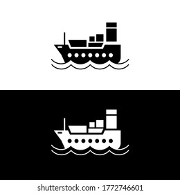 Vector image. Icon of a cargo ship. Basic solid icon.