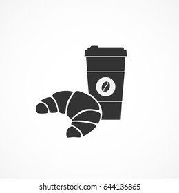 Vector image of icon coffee and croissant.