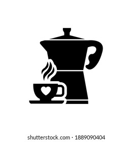 Vector image. Icon of a coffeepot and coffee.