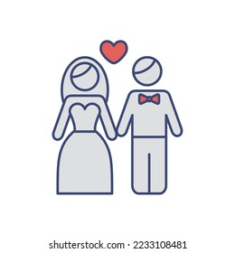 vector image icon of couple of people with hearts on white background