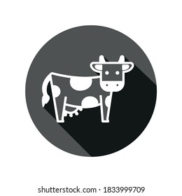 Vector image. Icon of a cow. Button with shadow.