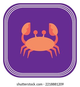 vector image icon of a crab with a purple background
