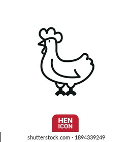 Vector image. Icon of a cute and friendly hen.