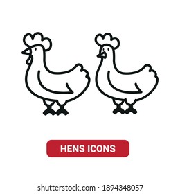 Vector image. Icon of a cute and friendly hen.