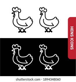 Vector image. Icon of a cute and friendly hen.