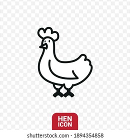Vector image. Icon of a cute and friendly hen.