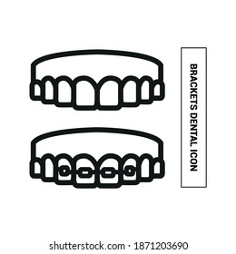 Vector image. Icon of a denture with braces. Image of dental care.