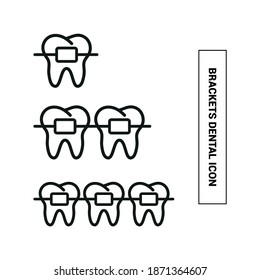 Vector image. Icon of a denture with braces. Image of dental care.