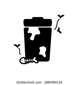 Vector image. Icon of a dirty garbage container.