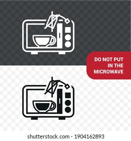 Vector image. Icon do not put a tea bag in the microwave.