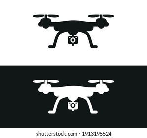 Vector image. Icon of a drone in black and white.