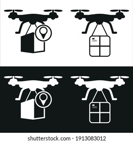 Vector image. Icon of a drone delivering packages.