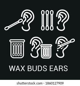 Vector image. Icon of an ear with rods. Body hygiene icon.