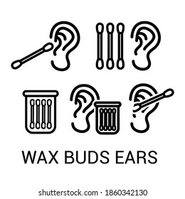 Vector image. Icon of an ear with rods. Body hygiene icon.