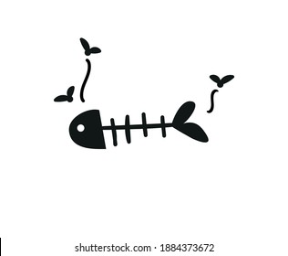 Vector image. Icon of a fish bone. Food waste image.
