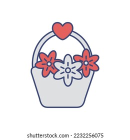 vector image of icon of flowers in a basket on a white background