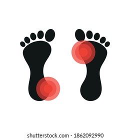 Vector image. Icon of a foot with localized pain.