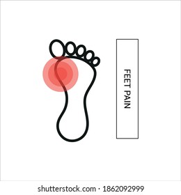 Vector image. Icon of a foot with localized pain.