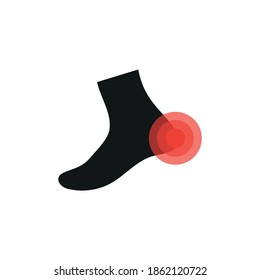 Vector image. Icon of a foot with localized pain.
