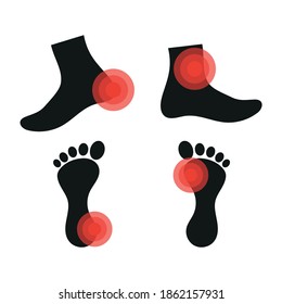 Vector image. Icon of a foot with localized pain.