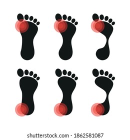 Vector image. Icon of a foot with localized pain.