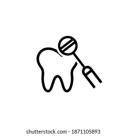 Vector image. Icon of a grinding wheel with a mirror. Dental health care.