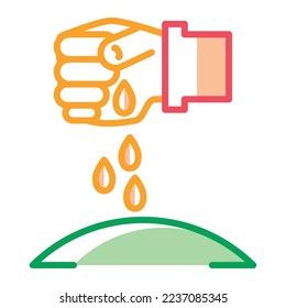 vector image icon of hand sowing seeds with white background