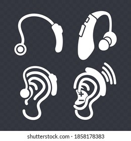 Vector image. Icon of a hearing aid for the deaf. Editable image.