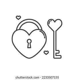 vector image icon of a heart with a key on a white background