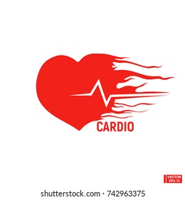 Vector image. Icon with heart and line of cardiogram. Heartbeat.