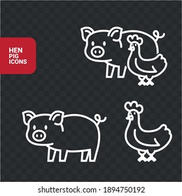 Vektorbild. Symbol einer Henne und eines Schweins.