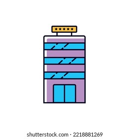 icono de imagen vectorial de un edificio de hotel fondo blanco