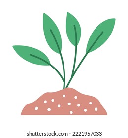 icono de imagen vectorial de la tierra con un arbusto plantado creciendo con fondo blanco