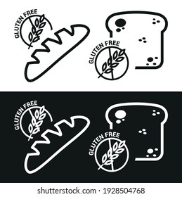 Vector image, icon of a loaf of bread and a gluten-free toast.