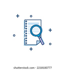 vector image icon of a magnifying glass in an agenda with a white background