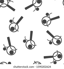 Vector image icon of man and magnifier. Magnifying glass icon seamless pattern on a white background.