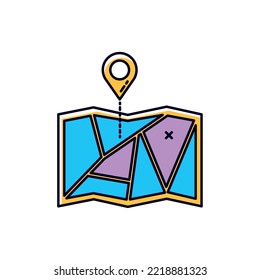 vector image icon of a map with location with white background