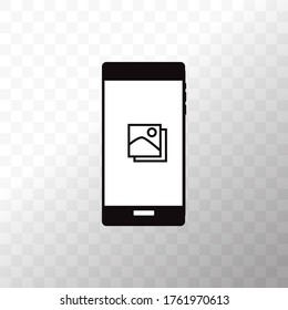 Vector image. Icon of a mobile phone with the gallery application.