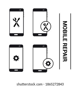 Vektorbild. Symbol eines zu reparierenden Mobiltelefons.