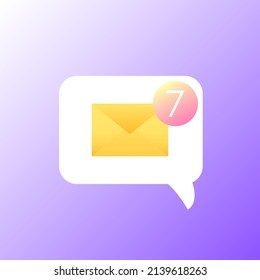 Vector image. Icon. A new message has arrived. Notification.