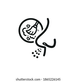 Vector image. Icon of a nose with a broom. Dust allergy symbol.