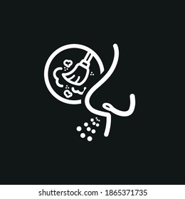 Vector image. Icon of a nose with a broom. Dust allergy symbol.