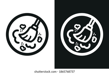 Vector image. Icon of a nose with a broom. Dust allergy symbol.