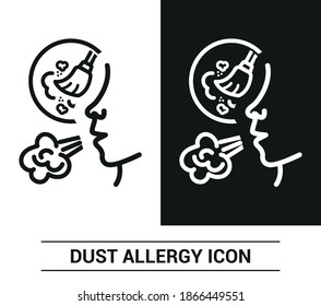 Imagen vectorial. Icono de una nariz con una escoba. Símbolo de alergia al polvo.