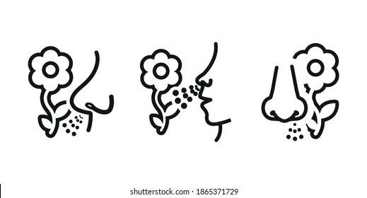 Imagen vectorial. Icono de una persona con alergias. Imagen de alergia al polen.