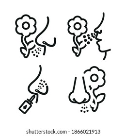 Imagen vectorial. Icono de una persona con alergias. Imagen de alergia al polen.
